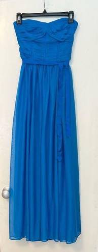 Monique Lhuillier  Strapless Sweetheart Draped Gown in Turquoise Blue Size: 0