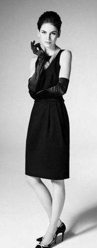 Hommage Rena Lange 8  TO AUDREY Dress Black LBD Homage Wool Hepburn Sheath