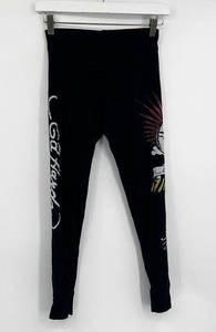 Ed Hardy Vintage Y2K Black Leggings Size Small Early 2000s