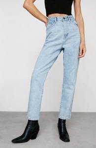 NWT Nasty Gal Organic Denim High Waisted Mom Jeans in Bleach Wash Size 12