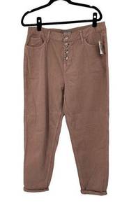 Falls Creek Dusty Pink Button Fly Cuffed Ankle Pants