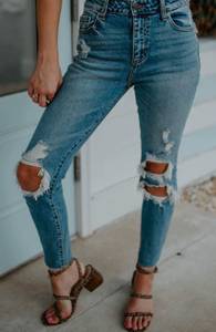 Boutique Distressed Mom Jeans