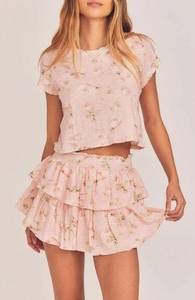 LoveShackFancy Ballet Pink Ruffle Mini Skirt