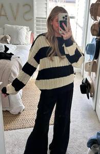 Amazon Cable Knit Striped Sweater