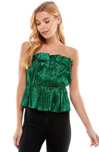 | Shirring Metallic Strapless Top | S | Hunter Green | CT7727 | Sample Sale