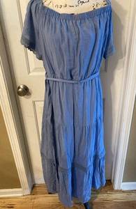 Luxology NWT denim color maxi lace dress womens XL