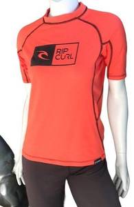 Rip Curl Orange Surfing Short Sleeve Shirt Women's Size Large UPF 50