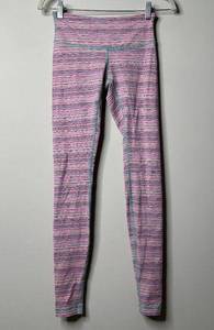 Lululemon  Wunder Under Cyber Stripe Flash Light Menthol Leggings Women's 4