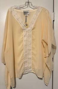 NWT L&B cream sheer blouse size L