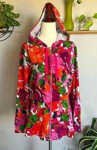 NWOT Isaac Mizrahi Floral Peplum Full Zip Hoodie