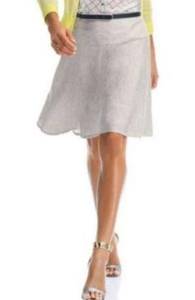 CAbi 829 Luna Linen Blend Salt and Pepper A-line Skater Skirt Women's Size 2