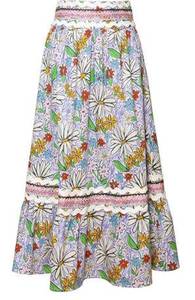 Celia B | Gerda Skirt | Floral Ruffle Midi Skirt  | Sz L | NWT