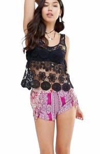 new Gypsy05 ꧁ Printed Voile Fringe Shorts ꧂ Pink