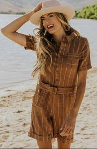 ROOLEE Linen Wylie Stripe Belted Romper