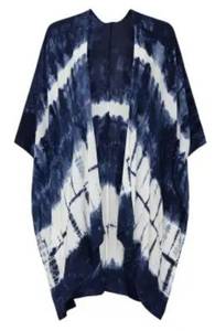 Fifteen Twenty Blue & White Tie Dye Drape Front Kimono (L)