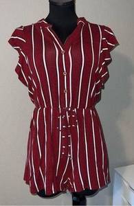 Wishful Parks Striped Button down Romper size Medium