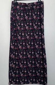 Pink and Black Floral Maxi Skirt