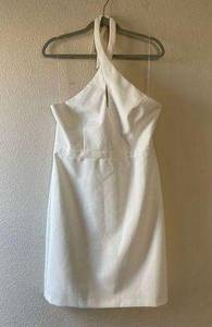 Adrianna papell white ribbed halter neck mini dress size 16