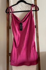 NWT Princess Polly  Satin Magenta Camara Cowl Neck Mini Dress