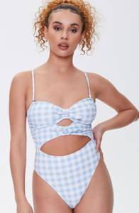 Forever 21 Gingham Bow Cutout One-Piece Swimsuit