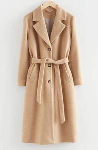 & other stories tan wool single breasted trench coat