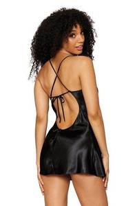 Dreamgirl Black Satin Lingerie Dress Small