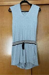 Beyond Yoga Varsity Romper in Light Heathered Grey Size Small