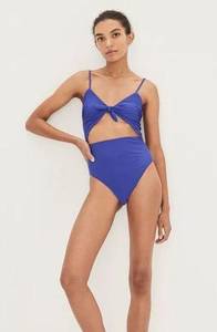 Veronica Beard Aniston Electric Blue Cut Out One Piece Swimsuit Size XL