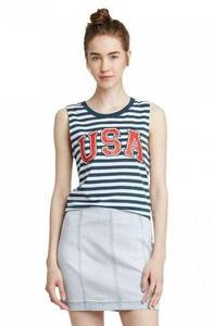 Womens Modern Lux USA Patriotic Striped Sleeveless Tank Top  - Sz XXL