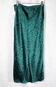 Cami NYC Jessica Emerald Leopard Maxi Silk Skirt Size Medium