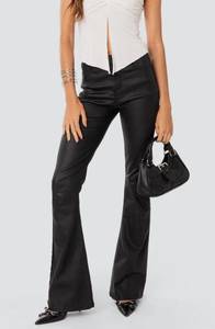 Black Flare Faux Leather Pants