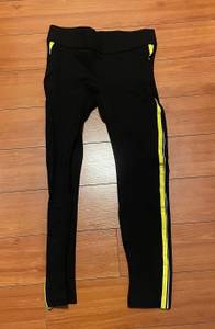 ZARA Trafalic Legging Collection Black Yellow White Stripe Legging Pants Medium