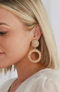 Creative Muse Gold Textured Circle Earrings