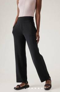 Athleta  Seasoft Wide Leg Pants High Rise Ankle Casual Travel Black Medium