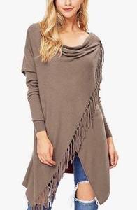 Brown Cary’s Fringe Wrap Cardigan