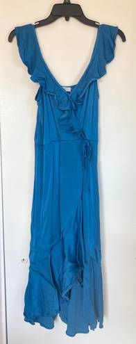 Socialite Blue Satin Flowy Midi Dress