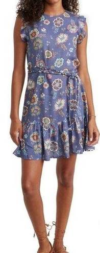 Marine layer  NWT Linen Blend Laney Floral Short Dress Purple Large $128