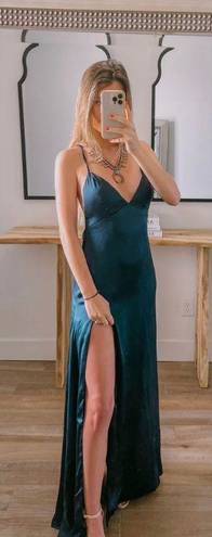 Satin Navy Blue Maxi Dress