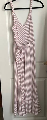 Caution to the Wind Pink And White Striped Dress With Ruffle