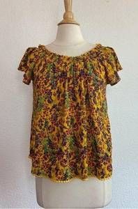 Yellow Floral Short Sleeve Blouse