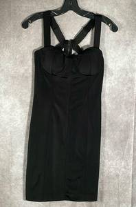 Grass Collection | Black Fitted Bodycon Strappy Mini Dress | Size 5