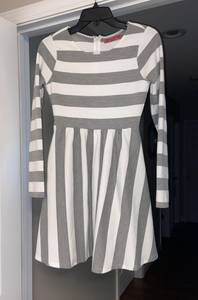 Grey And White Striped Dress