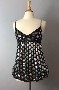 Blackheart Silver Polka Dot Lace Babydoll Nighty