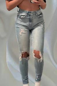 Fashion Nova  Blue Washed Ripped Skinny Fit Jeans