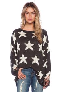 Distressed Black Star Sweater