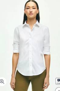 Women's White Fitted Non-Iron Cotton Dress Shirt Size 4