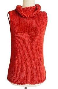 The Limited Hand Knit RARE Mock Neck Sleeveless Sweater/ Vest Orange Fall L AG23