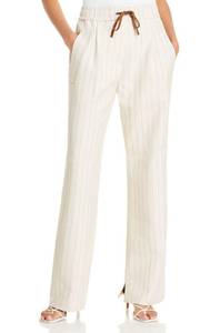 Ecru Striped Woven Track Trouser Pants