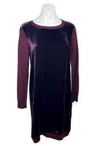 Hobbs London  Benita Maroon Red Velvet Wool Silk Long Sleeve Sweater Dress Size 6