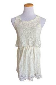 Womens Love Culture Ivory Lace Vow Renewal Simple Wedding Sleeveless Dress Sz S